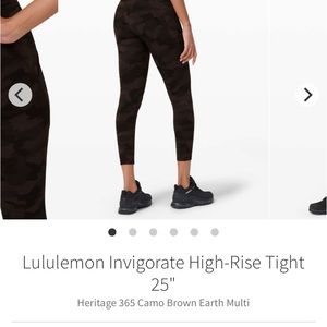 Lululemon 25” Invigorate High-Rise Heritage 365 Camo Brown Earth Multi